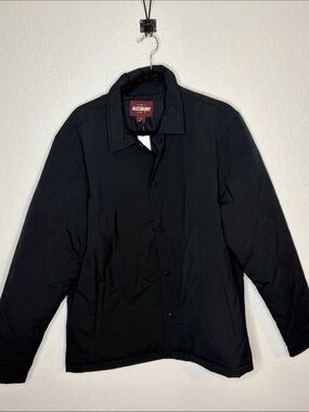 Alesbury Black Quilted Snap Front Barn Coat Jacket Size Large Classic Timeless